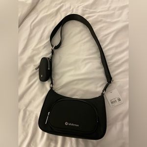 NWT lululemon black crossbody with nano pouch